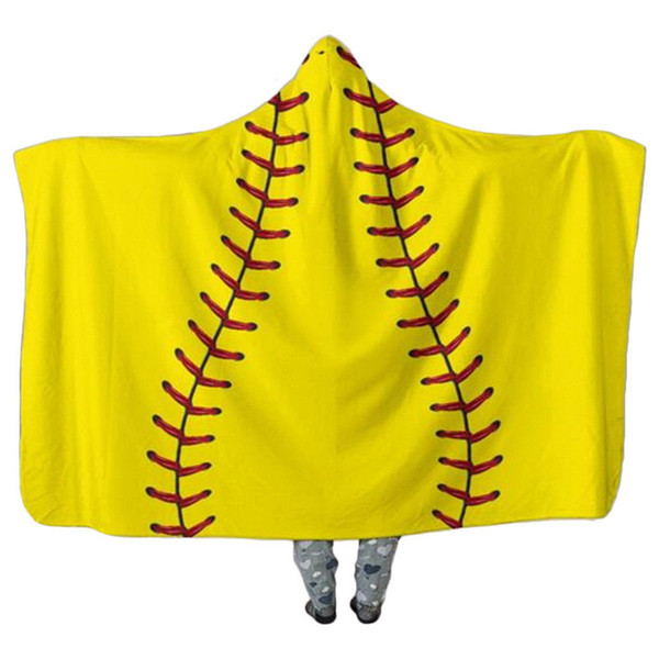 Free shipping Baseball Sherpa Softball bath blanket towel Factory Wholesale Sherpa Lined Sport Themed Baseball Hooded Blankets For Adults