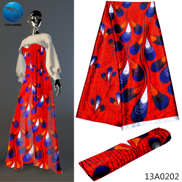 LIULANZHI african printed silk satin fabric satin silk fabric soft material high quality 5yards/lot for party 13A02