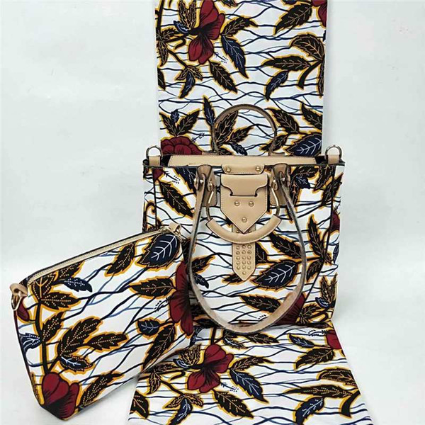 white color hollandais real dutch wax fabric matching ankara bag set high quality veritable wax fashion popular for wedding part