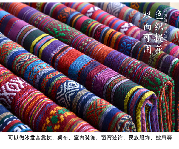 diy ethnic curtain cotton linen fabrics textile for patchwork tablecloths sofas sewing crafts materials cloth bag