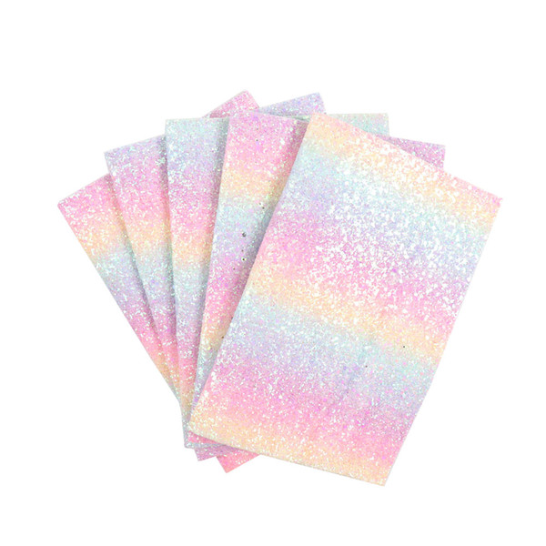 22CM*30CM Synthetic Leather Fabric Gradient Rainbow Chunky Glitter Fabric Wedding Decoration DIY Hairbows Materials