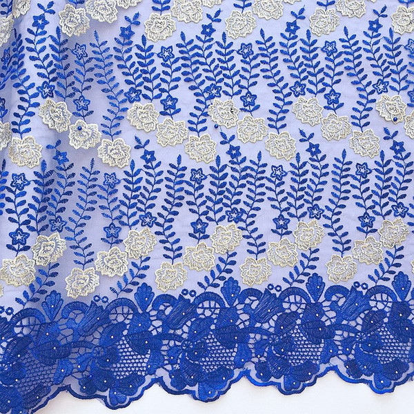 WorthSJLH French Nigerian Lace Fabric 2019 High Quality Lace Wedding Net Royal Blue Embroidery Tulle Africa Lace Fabric For Wedding