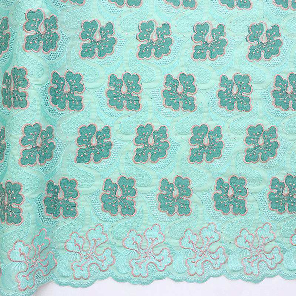 Royal Blue African Fabric Lace Eyelet African Cotton Swiss Voile Lace Fabric High Quality Aqua Nigerian Dubai Lace Dabrics