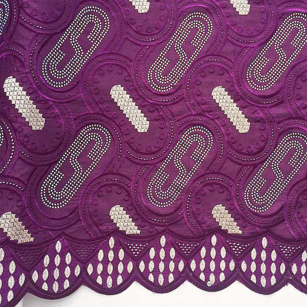 Aso Ebi Nigerian Voile Lace Fabric High Quality Stones Swiss Lace Fabric Grey Magenta Cotton Nigerian Lace For African