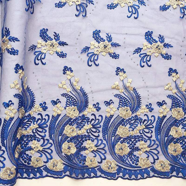 Nigerian Beaded Royal Blue Lace Fabric Latest Africa Lace High Quality Laces Fabric Purple Tulle Mesh Net Cord Lace In 2018