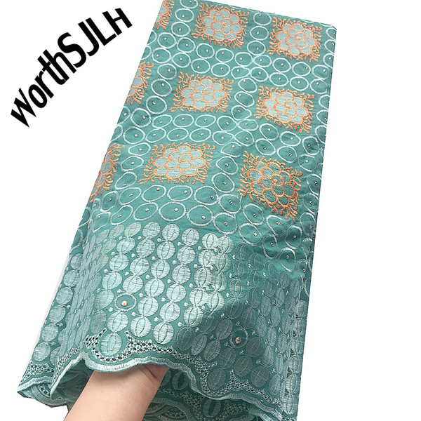 WorthSJLH Latest Nigerian Swiss Voile Lace In Switzerland Aqua Purple Wedding Dry Lace Fabrics High Quality Cotton Lace Fabric For Women