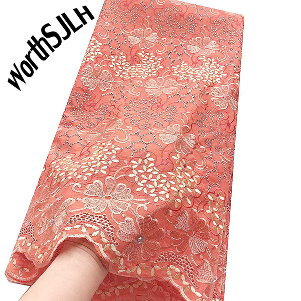 WorthSJLH Africa Swiss Lace Fabric Cream Wedding Dry Lace Fabric Orange African Lace Fabric High Quality For Women Dress