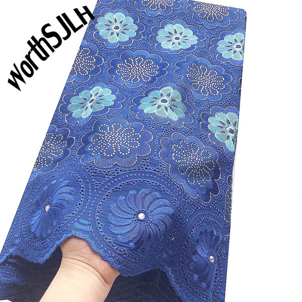 WorthSJLH Women Swiss Dry Lace Fabrics High Quality Cotton Lace Fabric Blue Peach Nnigerian Lace Fabric Latest African Laces For Men