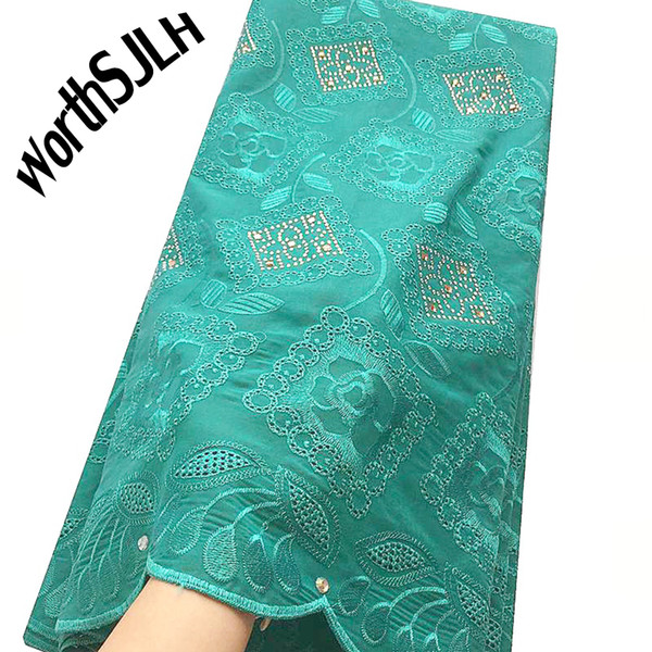 WorthSJLH Chiffion African Lace Fabric Swiss Voile Lace High Quality Nigerian Cotton Beige Teal Green Lace Fabric Materials For Women