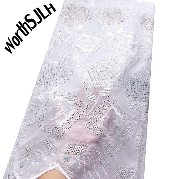 WorthSJLH White African Lace Fabric High Quality Fushia Pink African Swiss Lace Fabric Chiffon Voile Dry Cotton Lace For Woman