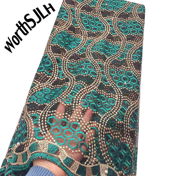 WorthSJLH Latest French Nigerian Laces Fabrics High Quality African Fabric Lace Material Lilac Green Africa Cord Laces For Nigerian Party