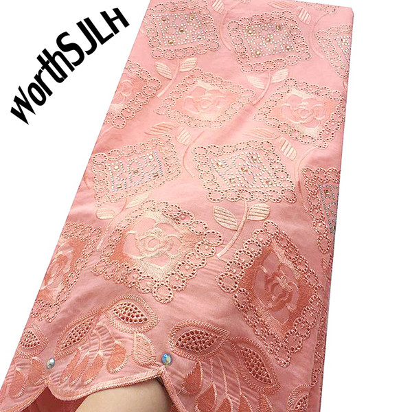 WorthSJLH Peach High Quality Swiss Voile Laces Switzerland Cotton African Lace Fabric Latest Teal Green Dry Swiss Lace Materials