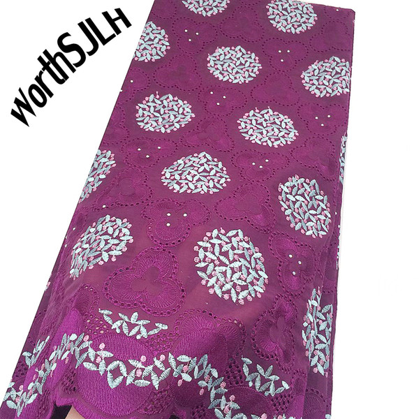 WorthSJLH Magenta Dubai Swiss Voile Cotton Lace Fabric 2019 Blue African Swiss Voile Lace In Switzerland High Quality Nigerian Dry Laces