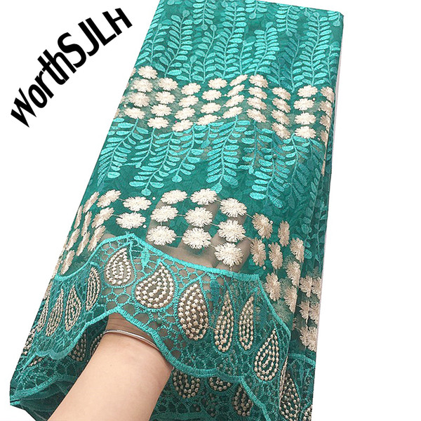 WorthSJLH Latest Nigerian Green Laces Fabric Swiss African Lace Fabrics 2019 High Quality Lace Coral Red French Guipure Net Lace On Sale