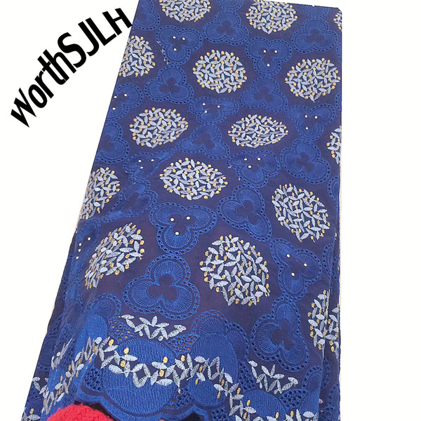 WorthSJLH Royal Blue Swiss Lace Fabric High Quality Women White Swiss Voile Lace In Switzerland High Quality Latest African Lace 2019