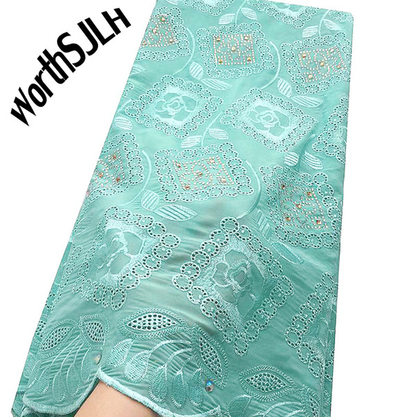 WorthSJLH New Magenta Latest African laces Embroidered Chiffion Nigerian Lace Fabric Aqua High Quality Swiss Voile Lace For Men