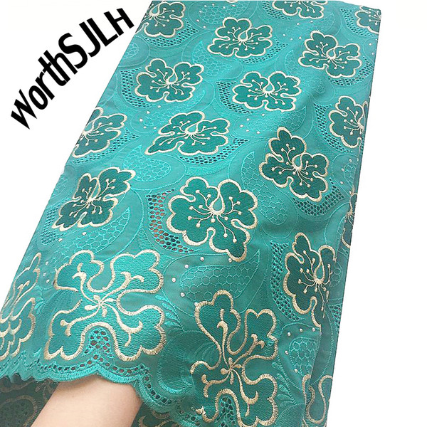 WorthSJLH Teal African Swiss Lace Fabric Cotton Nigeria Magenta 2019 Africa Lace High Quality Lace Material