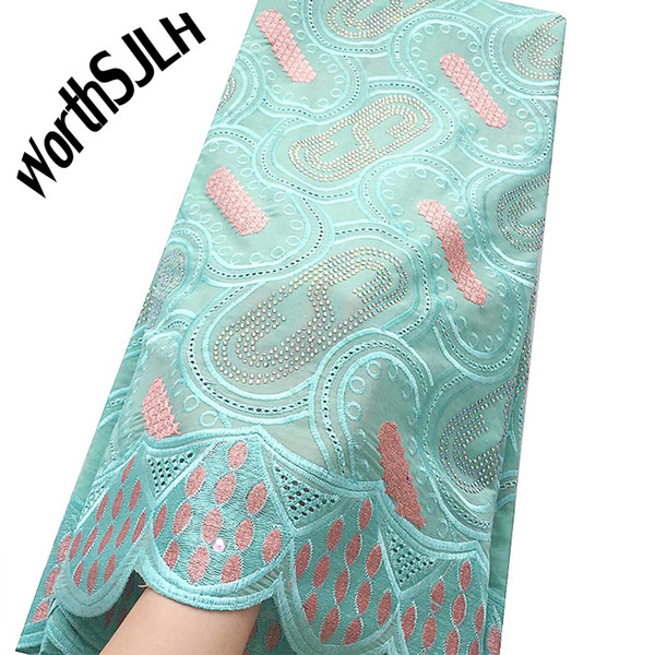 WorthSJLH African Swiss Voile Lace In Switzerland Magenta Nigerian Dry Lace Fabrics Aqua Latest Nigeria Laces Material