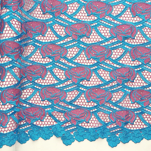 Embroidery Blue African Cord Laces For Party Lilac Guipure Nigerian Latest Lace Fabric High Quality Nigeria Lace Fabric