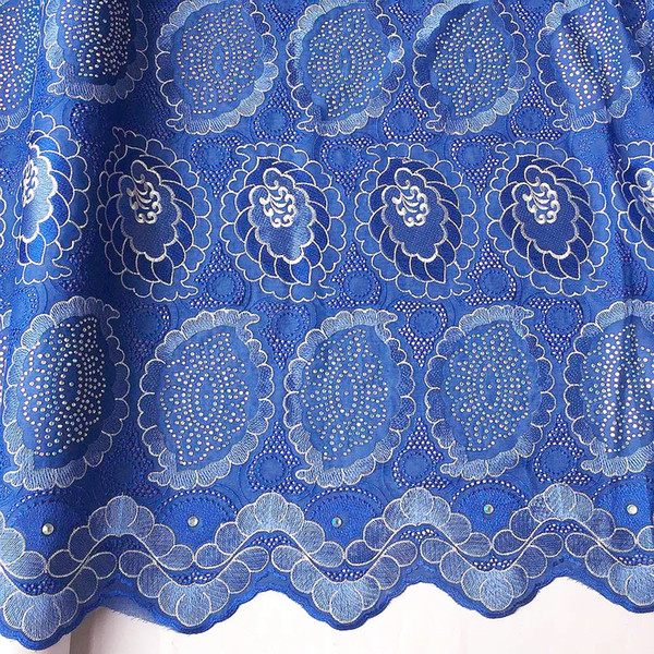 WorthSJLH Embroidery Latest African Laces Brown Royal Blue Lace Fabric Dubai Swiss Voile African Cotton Lace Fabric High Quality