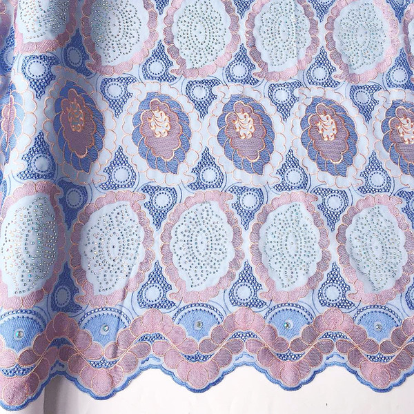 WorthSJLH Nigerian Swiss Voile Lace Material Dry Cotton Powder Blue Lace Fabric Pink African Embroidery Swiss Voile Lace High Quality