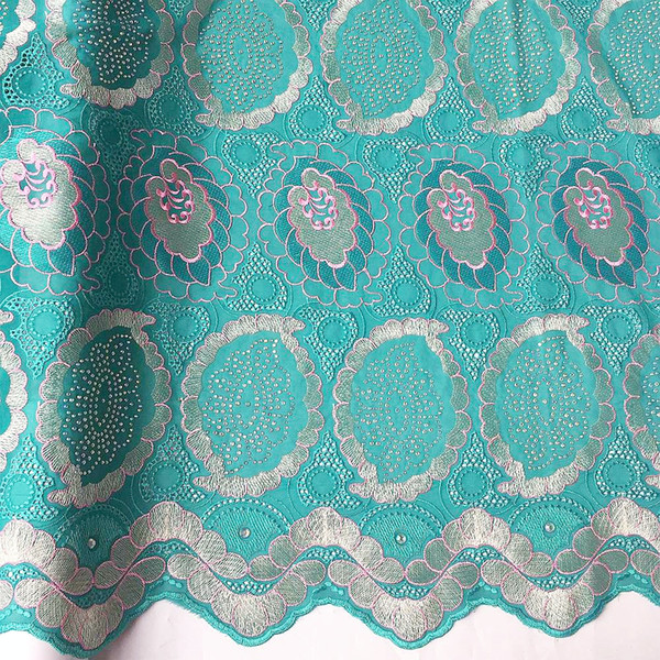 WorthSJLH Latest Dry Swiss Voile Lace In Switzerland White Nigeria Cotton Dubai Lace Fabric African Green Lace Fabric With Stones