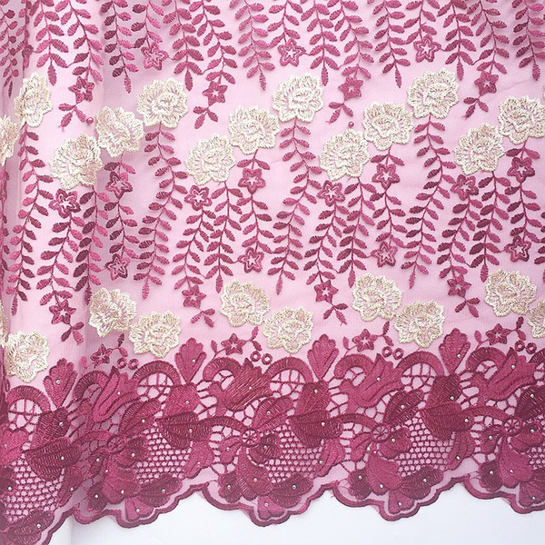 WorthSJLH Wedding Nigerian Lace Fabric 2019 High Quality Lace Wine Latest African Laces Material Guipure French Lace Fabric For Dresses