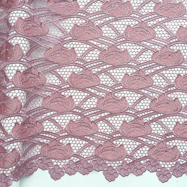 Latest African Cord Lace Fabrics High Quality Lilac Green Dubai Lace Fabric Nigerian Wedding Lace Materials With Stones