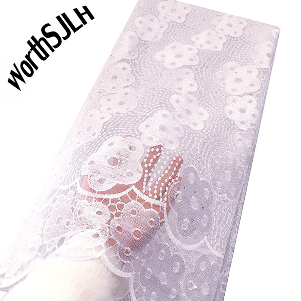 WorthSJLH Swiss White Lace Fabric Peach African Lace Fabric Latest African French Lace Fabric High Quality 2019 For Women Dress