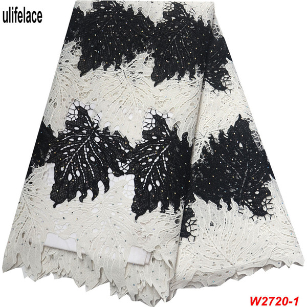 White black Milk silk Guipure Laces Fabrics High Quality African Cord Laces Fabric For Wedding Nigerian Stones Lace Material W2-720