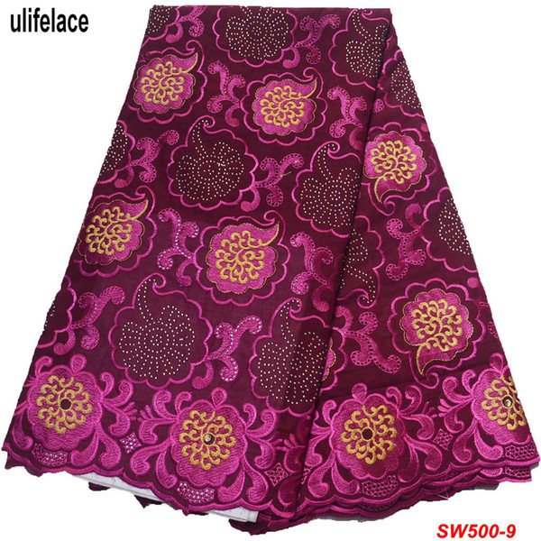 Newest Garment Sewing African Dry Lace Fabric High Quality Nigerian Lace Fabric With Stones Swiss Voile Lace In Switzerland SW-500