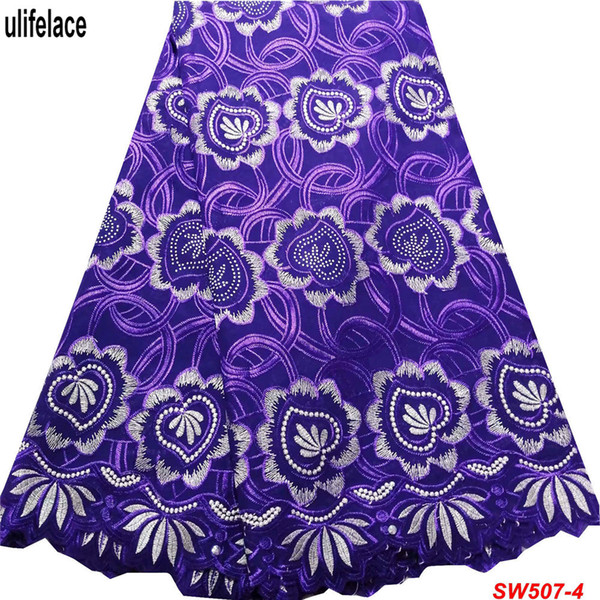 Hot Sale African Dry Lace Fabric Cotton Garment Material Swiss Voile Lace In Switzerland Nigerian Lace Fabrics for Sewing dress SW-507