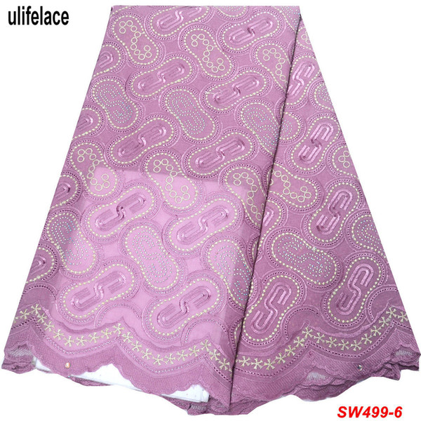 Nigerian Swiss Voile Lace In Switzerland 2019 High Quality African 100% cotton Lace Fabric For Women Weddign Party Dress SW-499