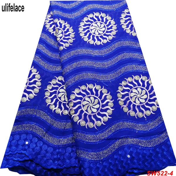 5Yards Cotton Material Sewing Lace dress High Quality African Dry Lace Fabric With Stones Swiss Voile Lace In Switzerland SW-522