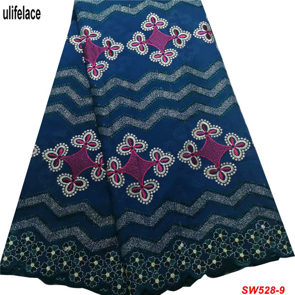 New Coming African Swiss Voile Lace In Switzerland Stoned Nigerian Tulle Lace Fabric For Dress Swiss Cotton Lace Fabrics SW-528