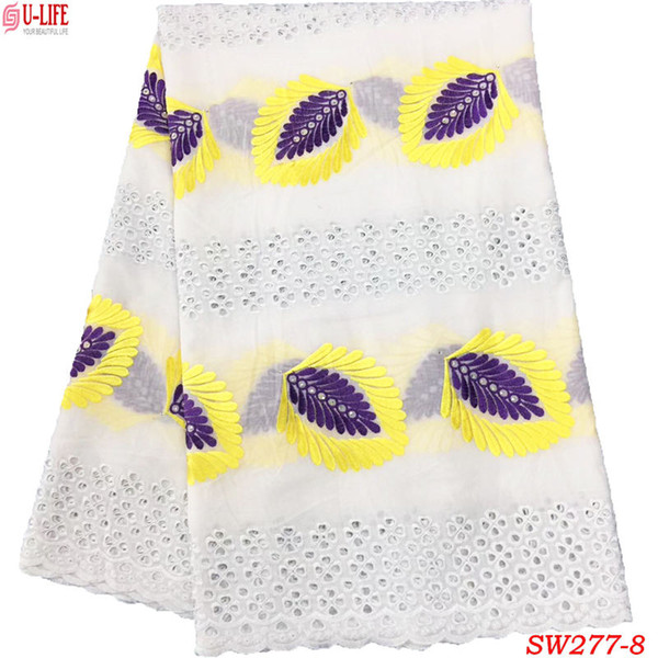 Eyelet Cotton Stones of African lace dresses in women 5 Yards/Lot High quality Swiss voile laces Switzerland Cheap Price SW-277