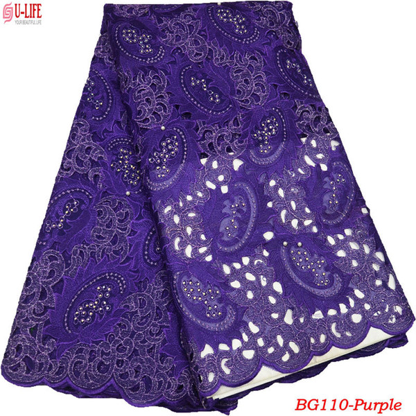 ulifelace Hand Cut Lace Swiss Cotton Lace In Switzerland With Rhinestones For Women Dress Nigerian Lace Fabric High Quality BG-110