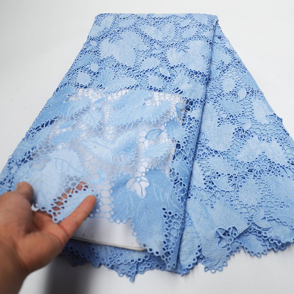 Hot Sale African Milk silk Water Soluble Guipure Lace Fabric High Quality Nigerian Guipure Cord Lace Fabric For WeddingW2-734