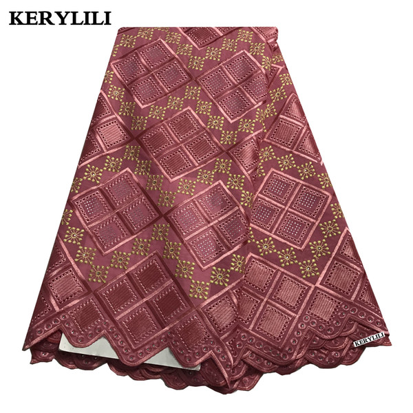 Latest Pink Design Swiss Voile Lace With Rhinestone Cotton Embroidery Material African Sewing KRL-3227