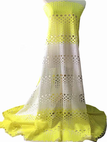 5 Yards Sewing African Cord Lace Fabric Guipure Mesh Embroidery Yellow Wedding Party Dress KRL-1136