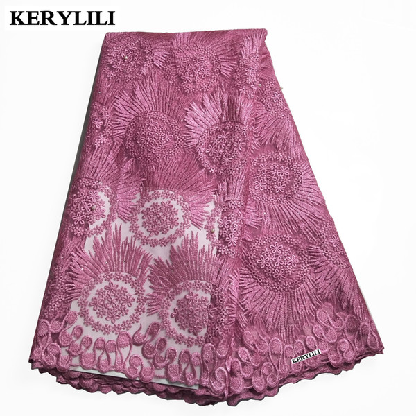 Pink Lace Fabric Water Soluble Organza Swiss Voile Lace In Switzerland Latest Net Embroidery Clothes KRL-6948