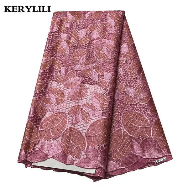 African Pink Lace Fabric Swiss Voile Lace In Switzerland High Quality 5 Yards Women Bridal Cupoin KRL-28772