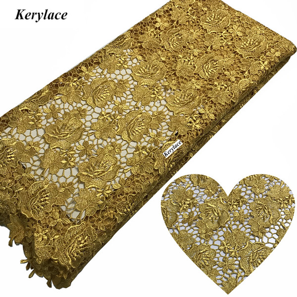 4 Colour High Quality New Swiss Lace Textile Gold African Cord Lace Fabric High Quality Lace Guipure Dentelle Wedding Dress Fabric 5Y