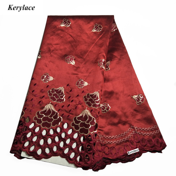 KERYLACE Sewing Craft Nigerian Lace George embroidered High Quality New Silk African George Fabric for Women Dress French Sequin Fabric 5 Y