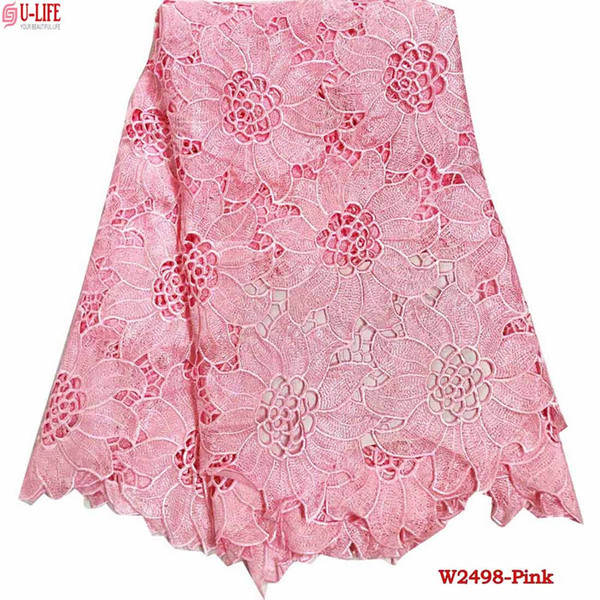 Baby Pink Water soluble Cord Lace High Quality Guipure Lace Fabric Best Selling Tulle Guipure For Wedding African lace dress W2-498