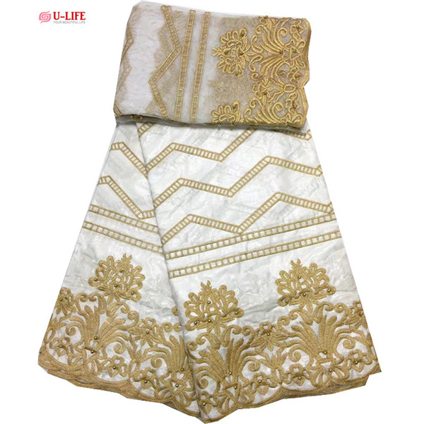 African Bazin Riche Fabric Bazin Riche Getzner With French Mesh Embroidered Nigerian Wedding Dress Women Fabrics New Design BL-068