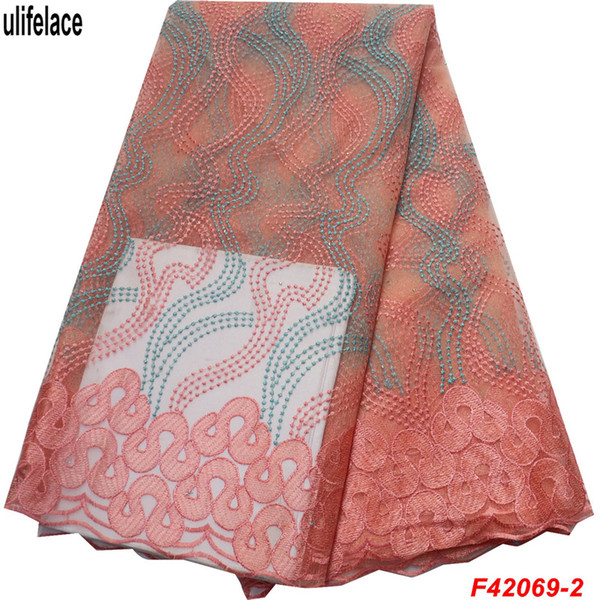 African Lace Fabric 2019 High Quality Nigerian Lace Fabrics Double Color African Guipure Embroidery French Tulle Lace Fabric F4-2069