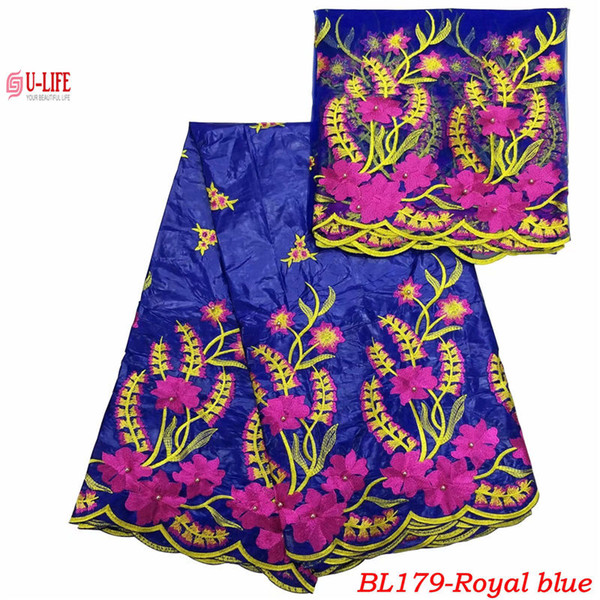 African bazin Riche Getzner Lace Fabric High Quality bazin Broder Fabric Embroidered With Beads For Sewing Wedding Dress BL-179