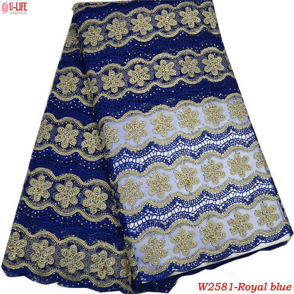 African Dress High Quality Nigerian Wedding Guipure Lace Fabric Heavy Design With Lots Of Stones Embroidery Laces W2-581