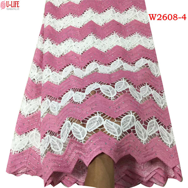 2018 Nigerian Swiss voile Water soluble Guipure Lace Fabric High Quality African Guipure Cord Lace For Sewing dress fabrics W2-608